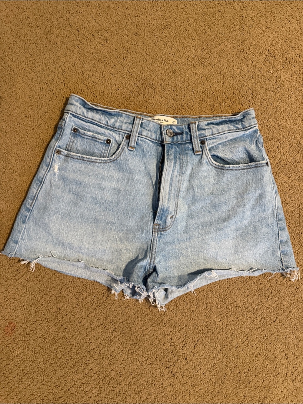 Abercrombie & Fitch Light Blue High-Rise Cutoff Denim Shorts
